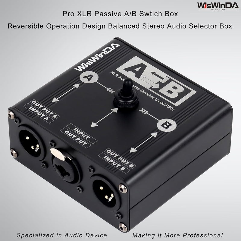 WisWinDa Pro XLR Passive A/B Switch Box Reversible Operation Design Balanced Audio Converter 2 Channel HiFi Stereo Audio Selector No Loss Switching Aluminum Shell (XLR A/B Swtich Box (F-2M)) - Image 2